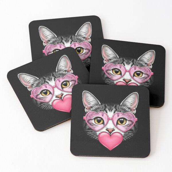 Item preview, Cute Cat Blowing Pink Valentine Heart Bubble Gum designed and sold by OlakunleOloroz.