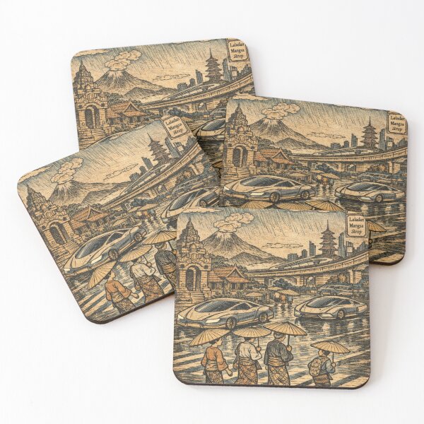Item preview, Futuristic Japanese Street – Retro Sci-Fi Ukiyo-e Design designed and sold by Mauswohn.
