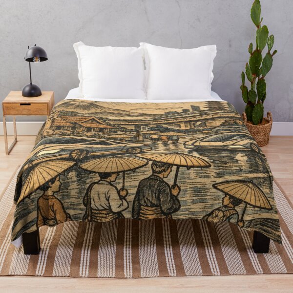 Item preview, Futuristic Japanese Street – Retro Sci-Fi Ukiyo-e Design designed and sold by Mauswohn.