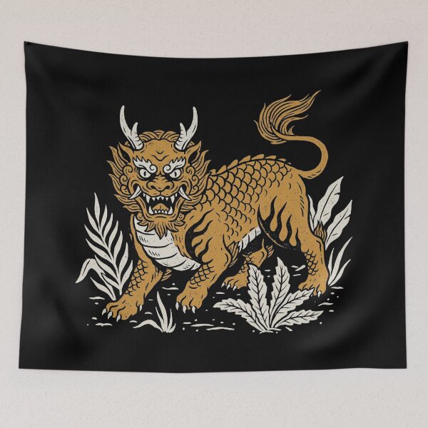 Item preview, Golden Qilin Mythical Beast Traditional Asian Folklore Art designed and sold by zzz888.