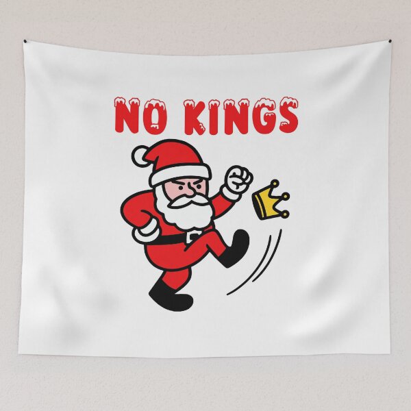 Item preview, No Kings Santa Claus Funny Santifa Kicking Crown  designed and sold by Bruceiee495.