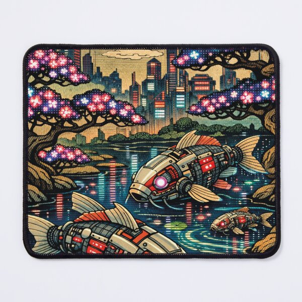 Item preview, Cyberpunk Koi Pond – Japanese Night Retro Design designed and sold by Mauswohn.