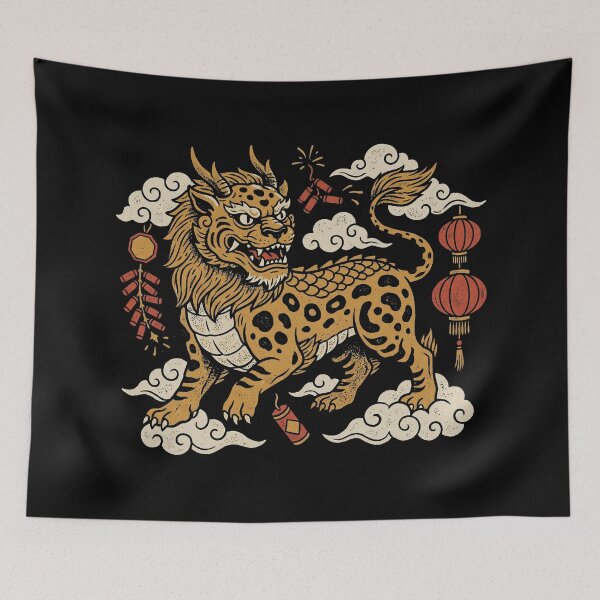 Item preview, Festive Nian Beast Firecrackers Lunar New Year Art designed and sold by zzz888.