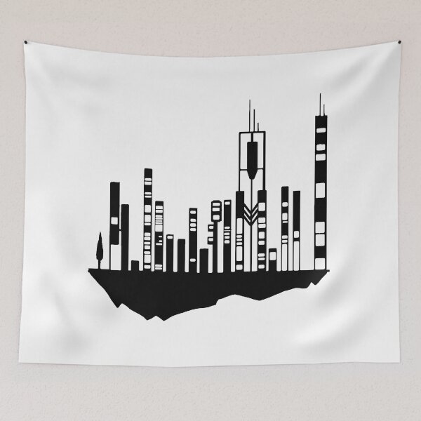 Item preview, Paysage Urbain Volant 9 (simple, noir et blanc, minimaliste) designed and sold by EBFCDesigns.