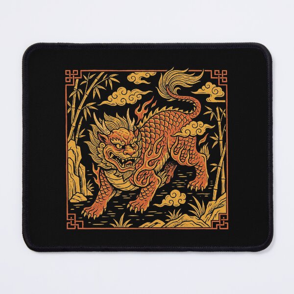 Item preview, Fierce Golden Nian Beast Bamboo Forest Woodblock Art designed and sold by zzz888.