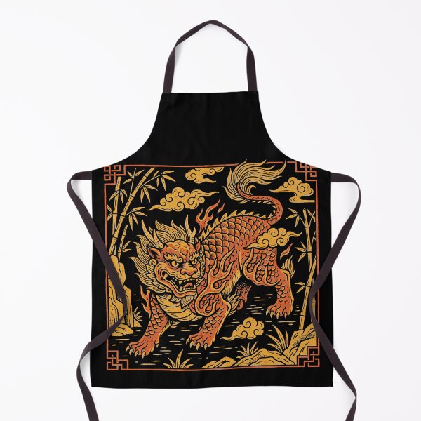 Item preview, Fierce Golden Nian Beast Bamboo Forest Woodblock Art designed and sold by zzz888.