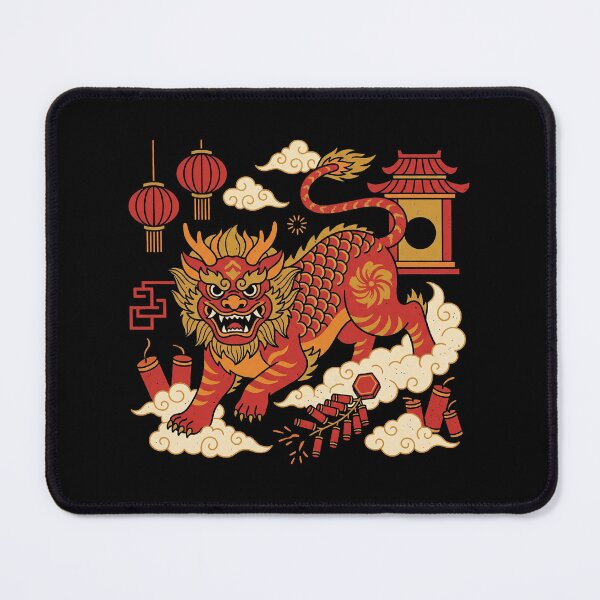 Item preview, Red Nian Beast Firecrackers and Lanterns Lunar New Year Art designed and sold by zzz888.