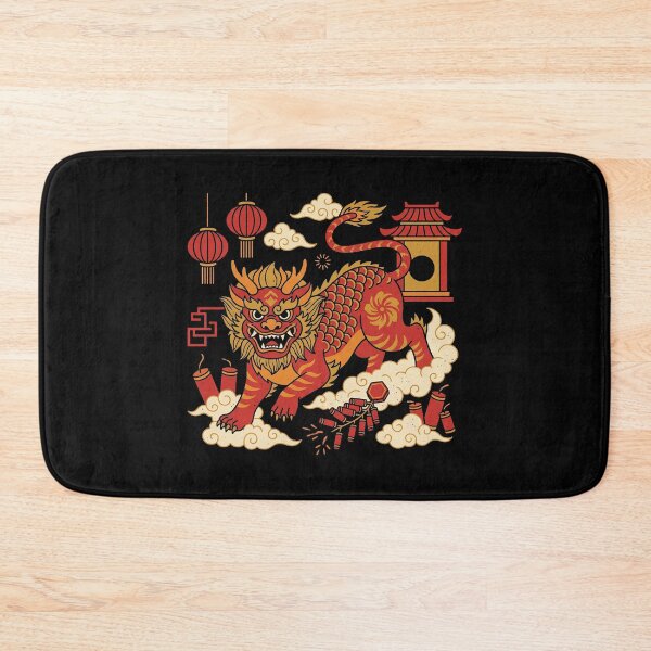 Item preview, Red Nian Beast Firecrackers and Lanterns Lunar New Year Art designed and sold by zzz888.