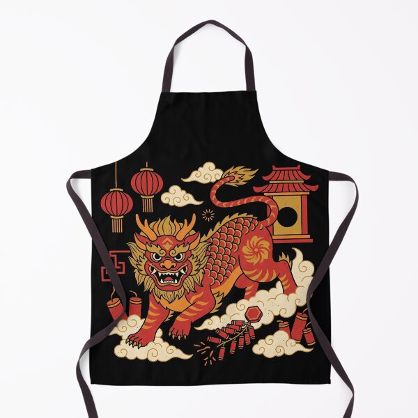 Item preview, Red Nian Beast Firecrackers and Lanterns Lunar New Year Art designed and sold by zzz888.