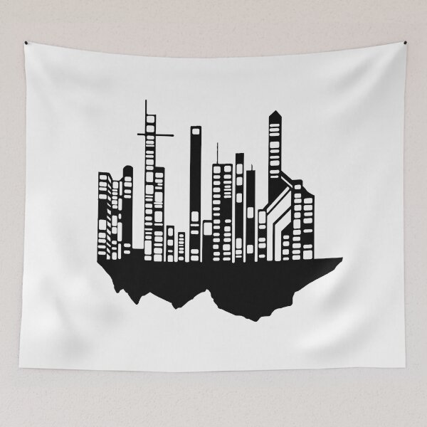 Item preview, Paysage Urbain Volant 10 (simple, noir et blanc, minimaliste) designed and sold by EBFCDesigns.