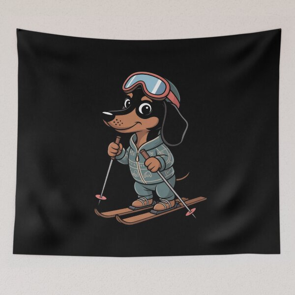 Item preview, Cute Ski Dog Winter Cartoon Art designed and sold by mvm-shop.
