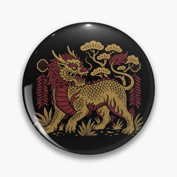 Item preview, Golden Nian Beast Firecrackers Pine Tree Lunar New Year Art designed and sold by zzz888.