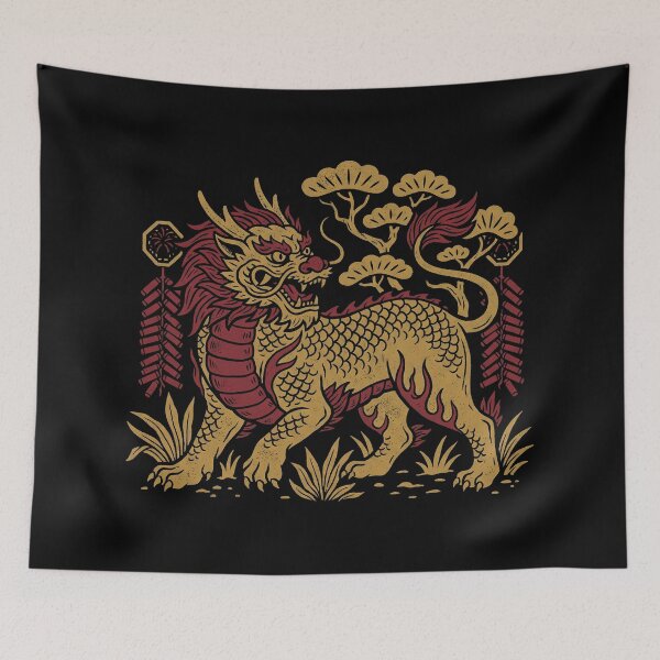 Item preview, Golden Nian Beast Firecrackers Pine Tree Lunar New Year Art designed and sold by zzz888.