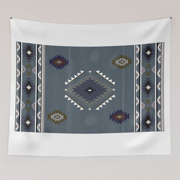 Item preview, Western style carpet and area rug design in deep blue tones, inspired by American Western and cowboy culture. designed and sold by Line-Aura.
