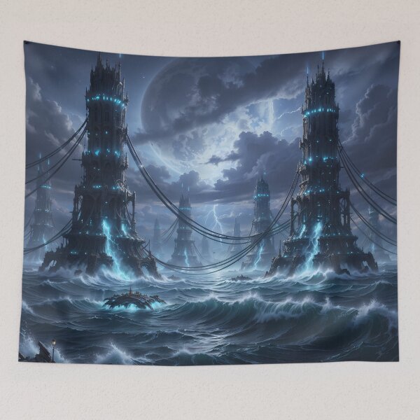 Item preview, The Midnight Citadel: Ethereal Lunar Fortress over the Clouds designed and sold by KYOFRAME.