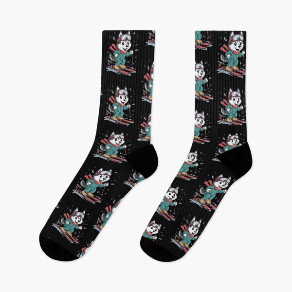Item preview, Cute Husky Skiing Illustration designed and sold by mvm-shop.
