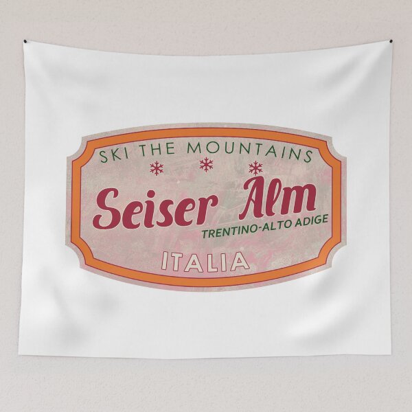 Item preview, Seiser Alm, Italy, textured skiing badge designed and sold by Wanderful-roads.