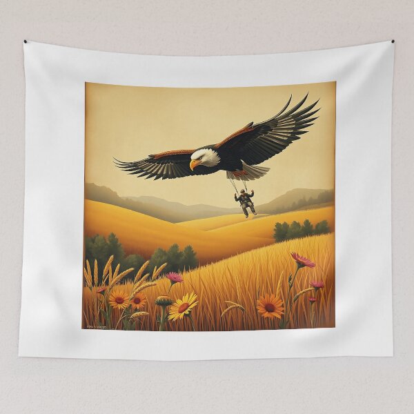 Item preview, Majestic Eagle and Paraglider in Wheat Fields designed and sold by sharon1210.