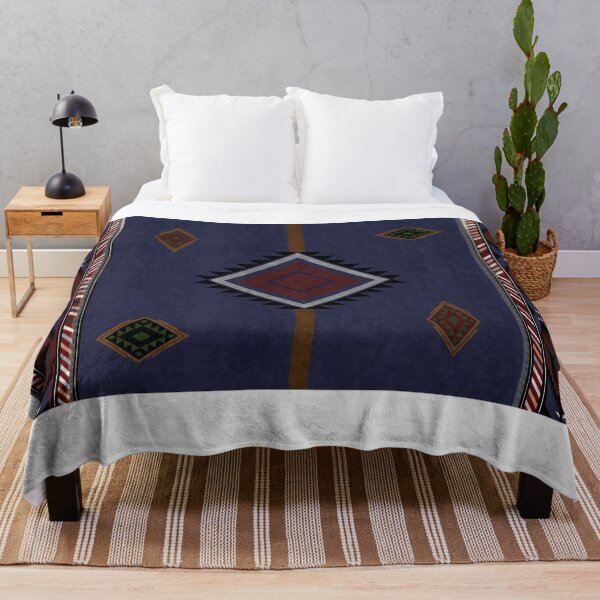 Item preview, area rug design in deep blue tones, inspired by American Western and cowboy culture designed and sold by Line-Aura.