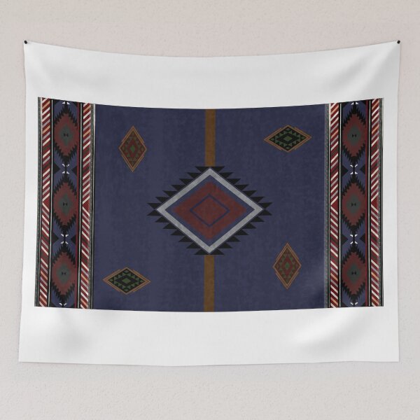 Item preview, area rug design in deep blue tones, inspired by American Western and cowboy culture designed and sold by Line-Aura.