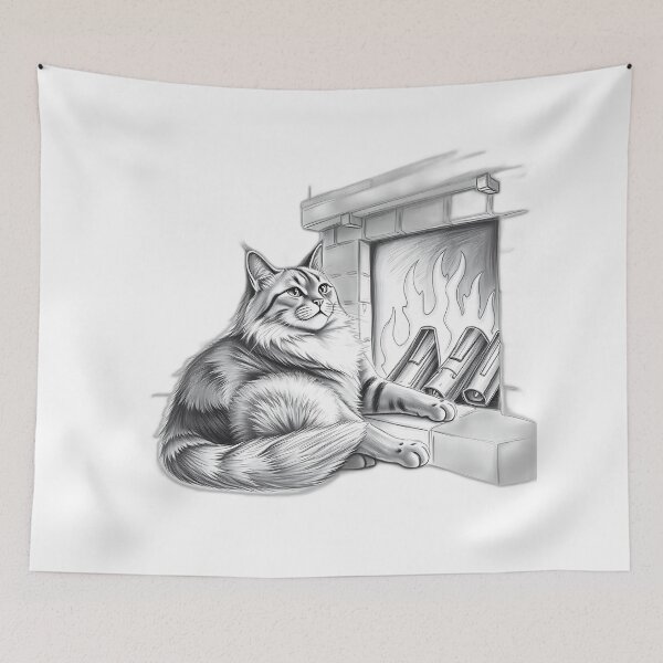 Item preview, Majestic Yule Cat Charcoal Sketch designed and sold by sharon1210.