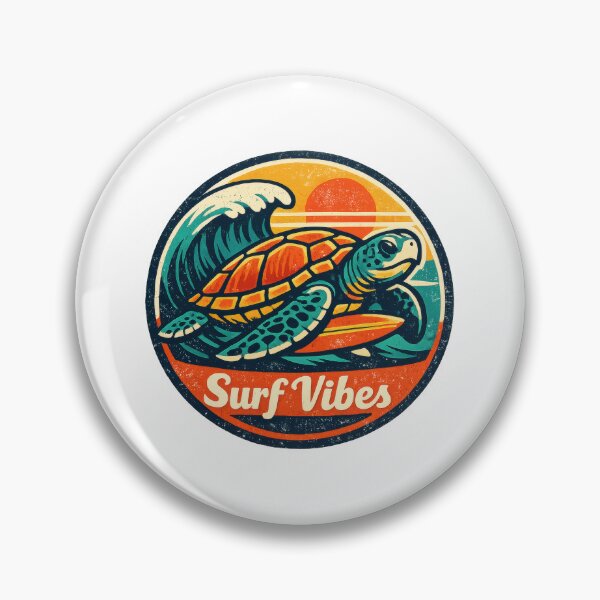 Item preview, Retro Surf Sea Turtle Badge Surf Vibes Patch Style designed and sold by zoughlal.