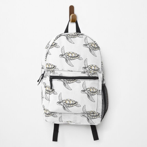 Item preview, Elegant Sea Turtle Linework Black White With Gold Accents designed and sold by zoughlal.