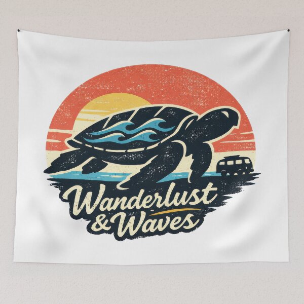 Item preview, Vanlife Surf Sea Turtle Sunset Wanderlust And Waves Retro Style designed and sold by zoughlal.