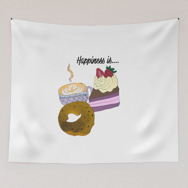 Item preview, Cappuccino, Donut & Cake Illustration Morning Happiness Art Print designed and sold by Najomiartstudio.