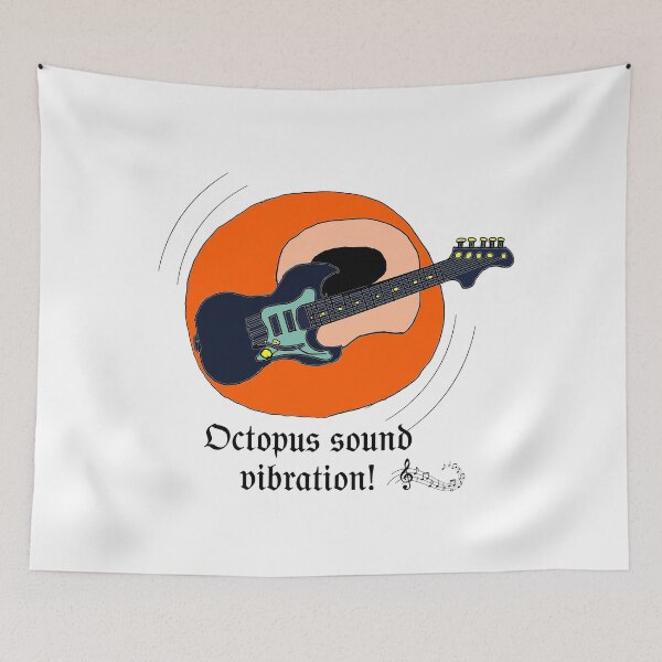 Item preview, Octopus Sounds Vibration Guitar Music Illustration designed and sold by Najomiartstudio.