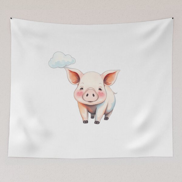 Item preview, Dreamy Watercolor Pig with Clouds and Stars designed and sold by sharon1210.