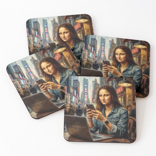 Item preview, Mona Lisa 2.0 // Urban Nomad Girl Aesthetic // Modern Gioconda at Café Print // Gen Z Renaissance Pop Art // Digital Nomad Vibes designed and sold by casaloomaria.
