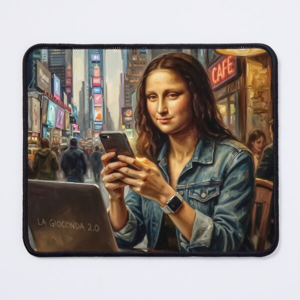 Item preview, Mona Lisa 2.0 // Urban Nomad Girl Aesthetic // Modern Gioconda at Café Print // Gen Z Renaissance Pop Art // Digital Nomad Vibes designed and sold by casaloomaria.