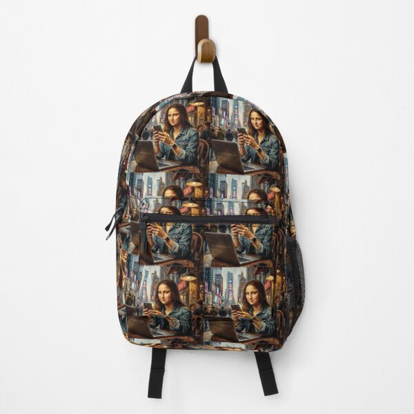 Item preview, Mona Lisa 2.0 // Urban Nomad Girl Aesthetic // Modern Gioconda at Café Print // Gen Z Renaissance Pop Art // Digital Nomad Vibes designed and sold by casaloomaria.