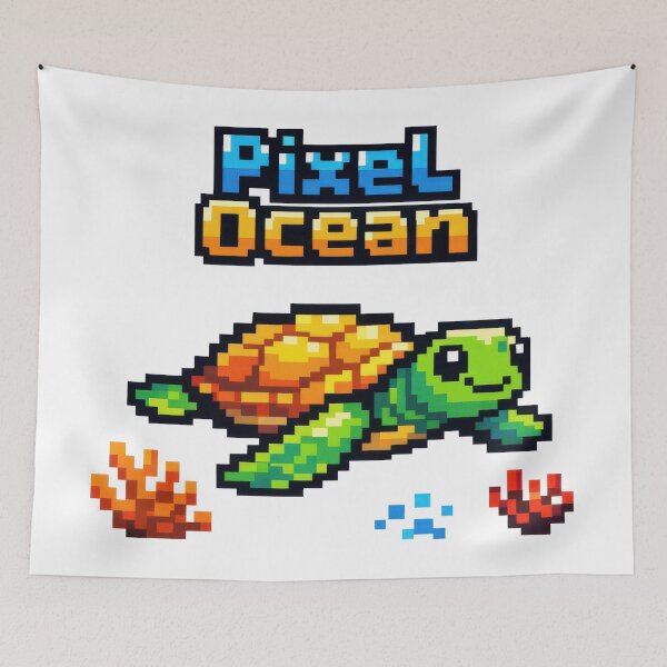 Item preview, Pixel Sea Turtle 8 Bit Underwater Pixel Ocean Retro Gaming designed and sold by zoughlal.