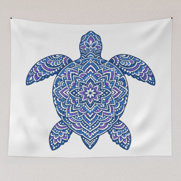 Item preview, Sea Turtle Mandala Silhouette Meditative Linework Pattern designed and sold by zoughlal.