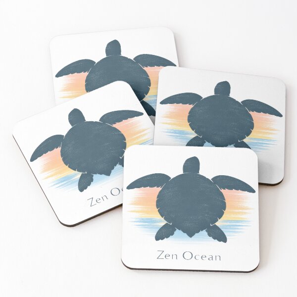 Item preview, Zen Sea Turtle Silhouette Brushed Ink Sunrise Gradient designed and sold by zoughlal.