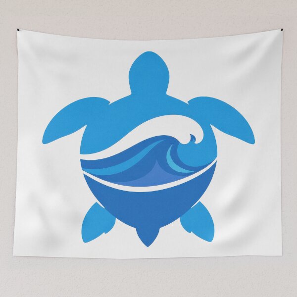 Item preview, Minimal Sea Turtle Silhouette With Ocean Wave Shell Motif designed and sold by zoughlal.
