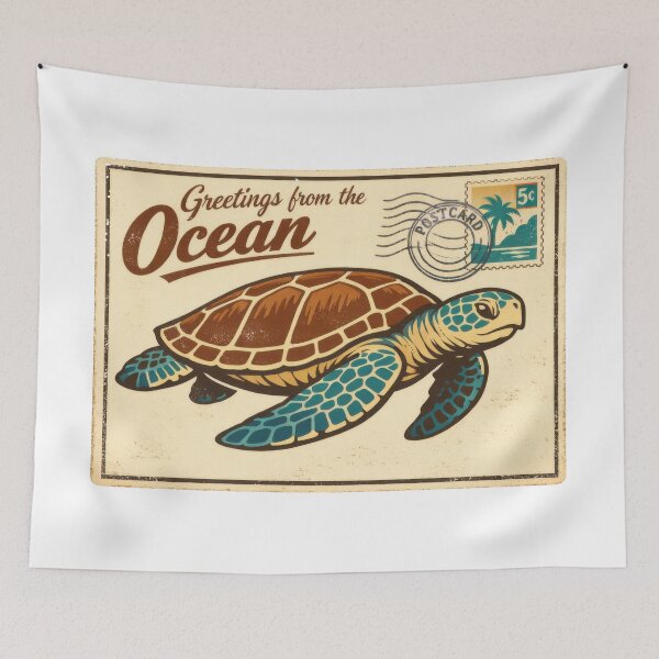 Item preview, Vintage Postcard Sea Turtle Greetings From The Ocean Travel Style designed and sold by zoughlal.