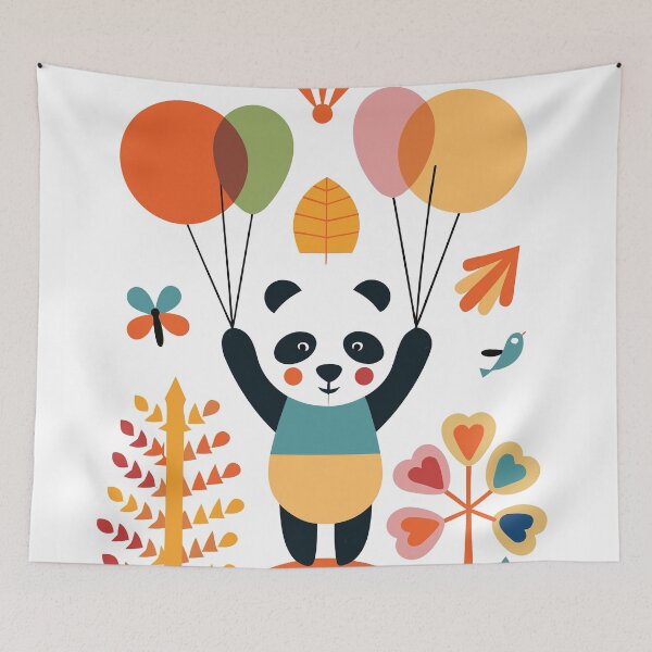 Item preview, Panda with Colorful Balloons designed and sold by paulrommer.