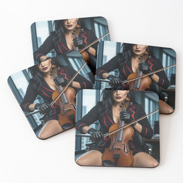 Item preview, Cassandra with a fiddle in a high rise office designed and sold by CathryneDelamort.