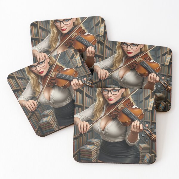 Item preview, Ilya plays fiddle in library in leather skirt designed and sold by CathryneDelamort.