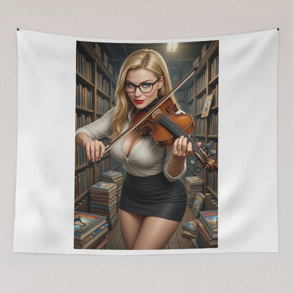 Item preview, Ilya plays fiddle in library in leather skirt designed and sold by CathryneDelamort.