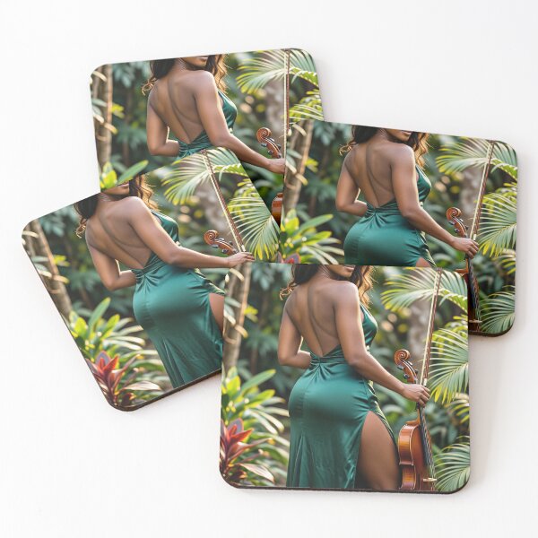 Item preview, Emerald Dress Musician with Fiddle in Jungle designed and sold by CathryneDelamort.