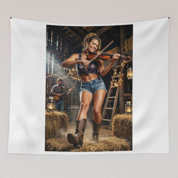 Item preview, Blonde Musician Playing Fiddle in a Rustic Barn designed and sold by CathryneDelamort.