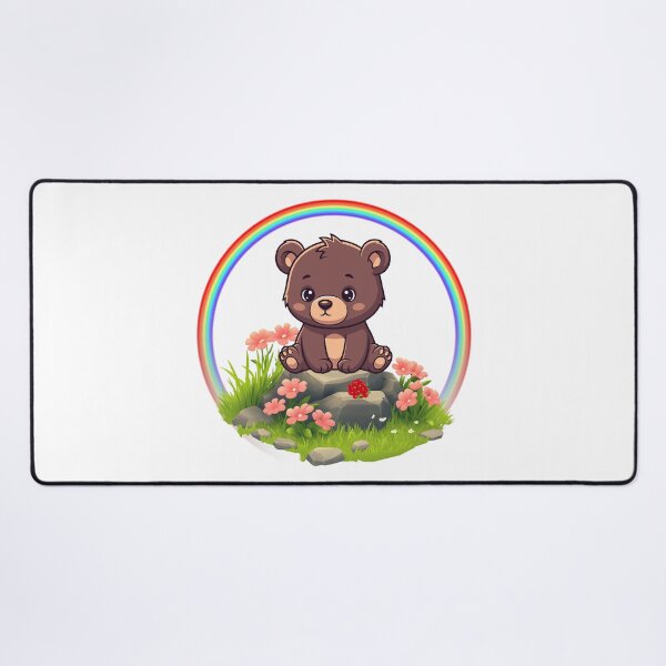 Item preview, Rainbow Bear - Cute Brown Bear Sitting on a Rock with Berries designed and sold by Love3Happy.