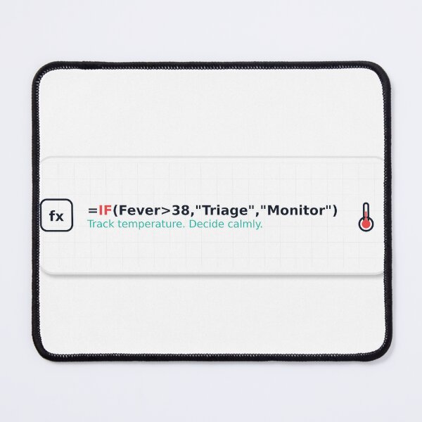Item preview, IF Fever > 38 Triage Sticker | Excel Medical Humor designed and sold by TechNoChaos.