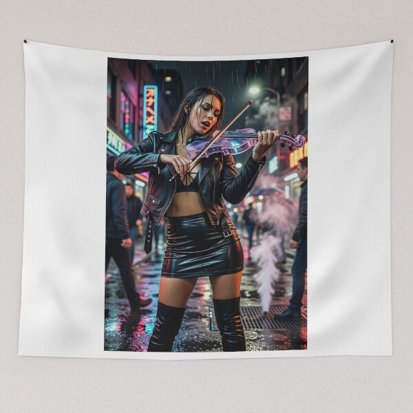 Item preview, Wet Leather Fiddle in Neon Rain designed and sold by CathryneDelamort.