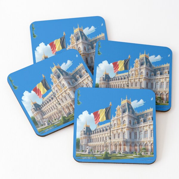 Item preview, Belgium Palace Square – Elegant Royal Architecture with Belgian Flag , designed and sold by PaintMeWorld.