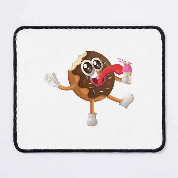 Item preview, Funny Donut Eating Ice Cream – Cute Dessert Cartoon Character designed and sold by Graphizia.